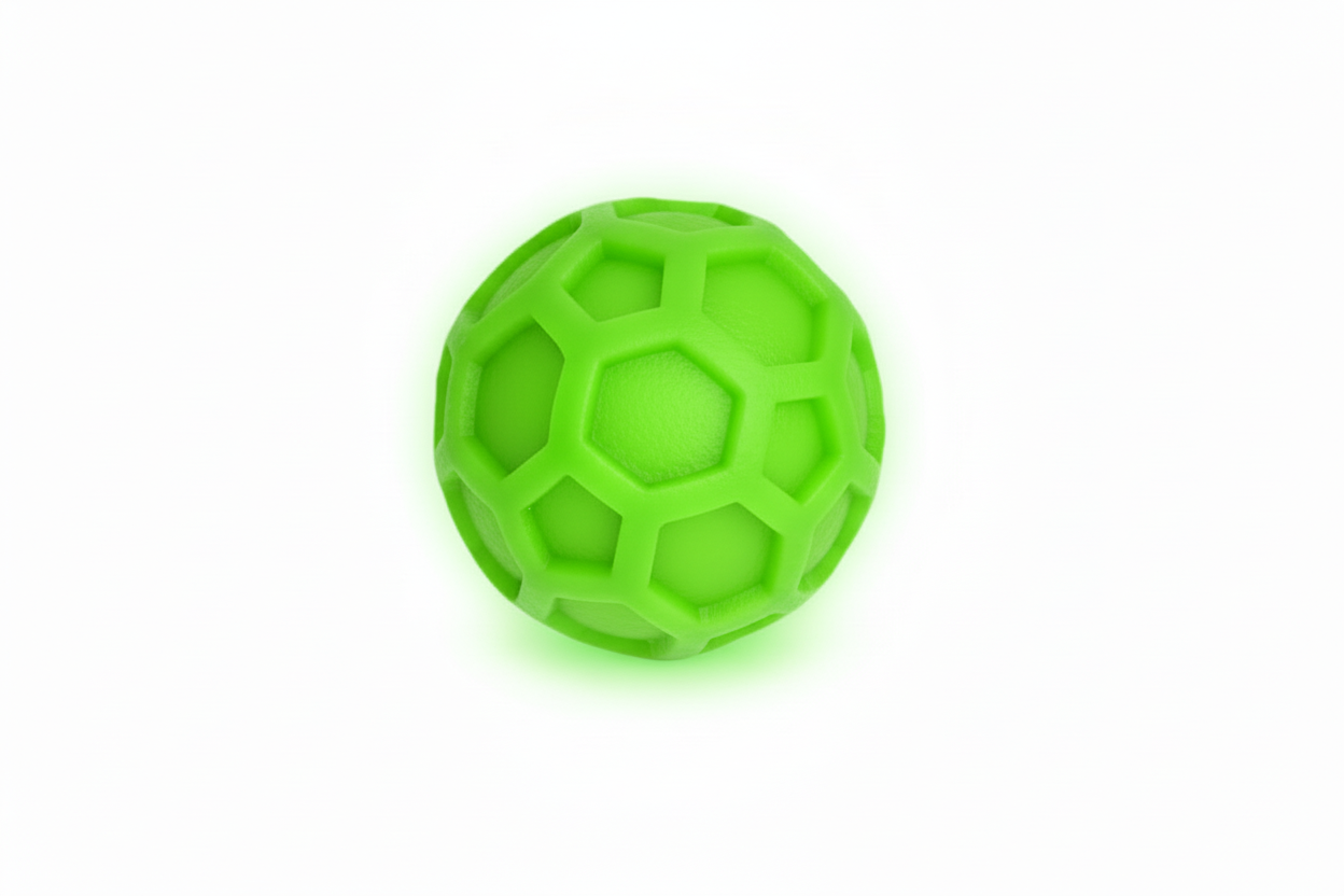 Quiet Green textured squeeze ball on a white background
