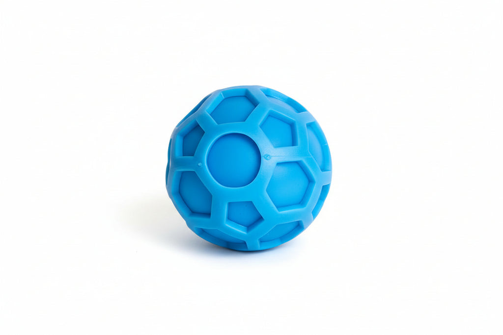 Quiet Blue textured stress ball on a white background