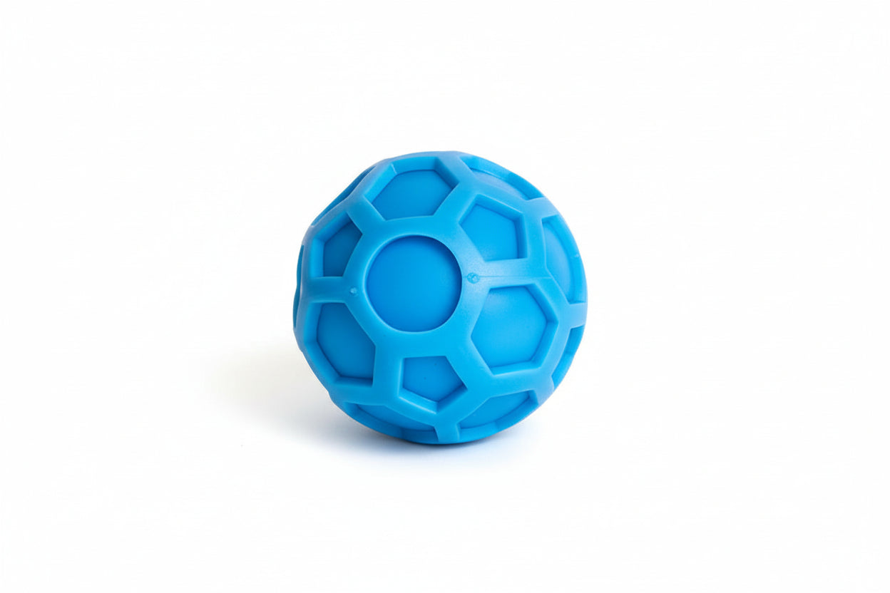 Quiet Blue textured stress ball on a white background