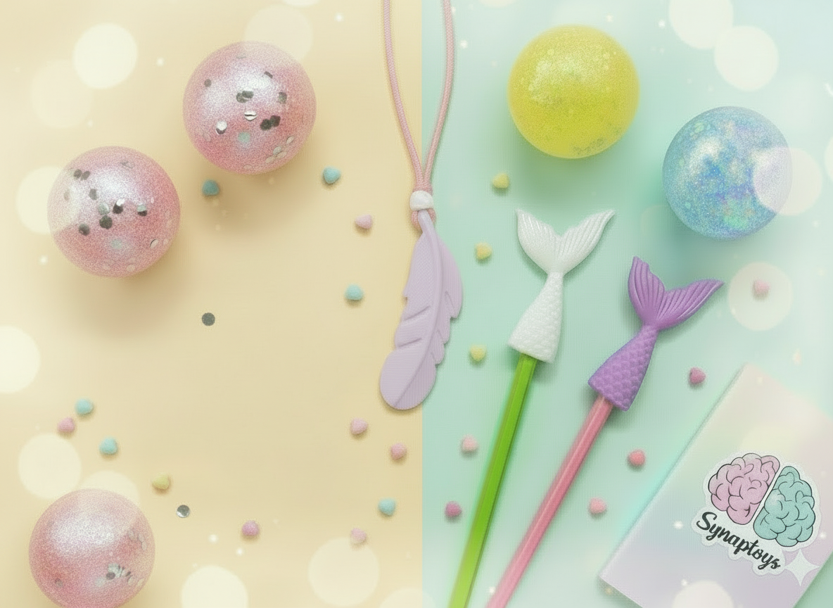 Colorful pens with mermaid tails on a pastel background