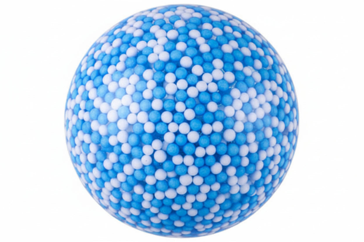 Close-up of  blue crunchy sensory texture ball