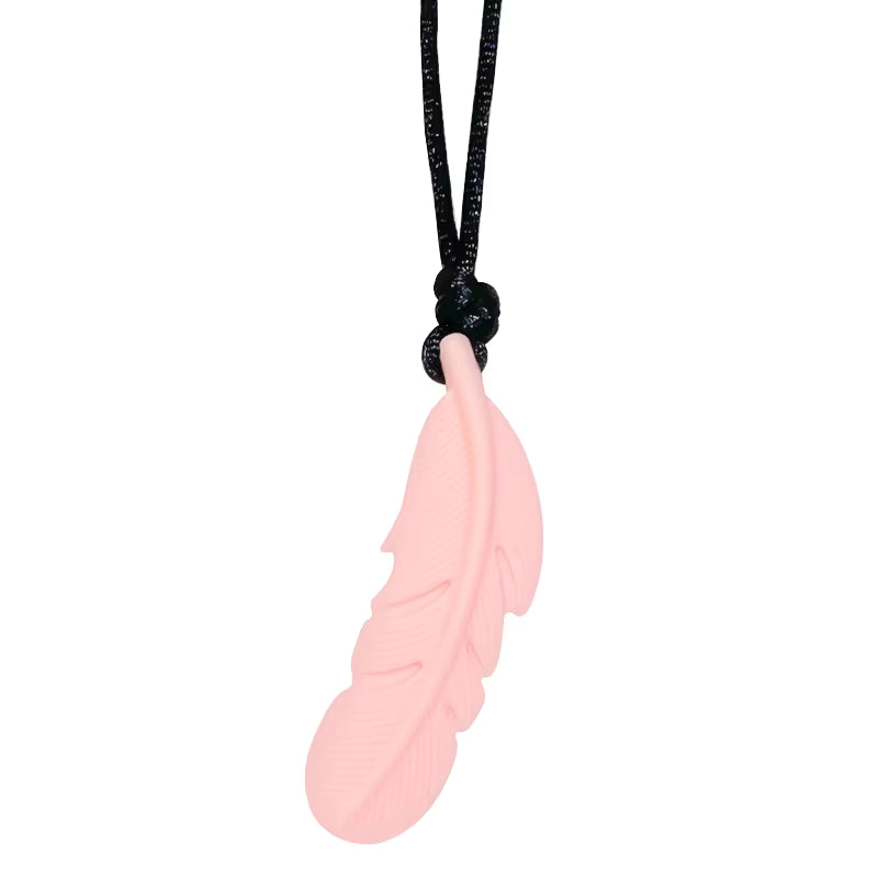 Feather sensory chew necklace used for calming input