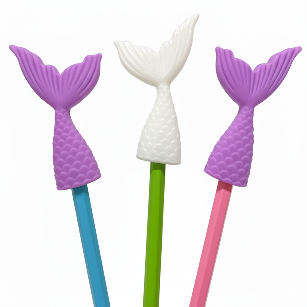 Mermaid pen topper used to support focus while writing